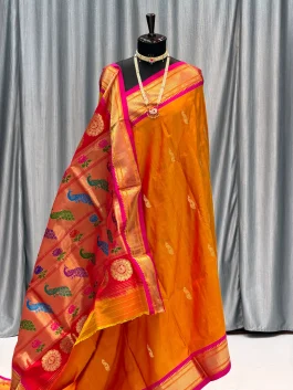 Pure Silk Tissue Pallu Paithani Pitambari B12