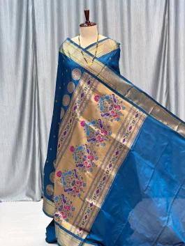 Pure Silk Kalanjali Paithani Powerloom Dhupchav Morpankhi L12