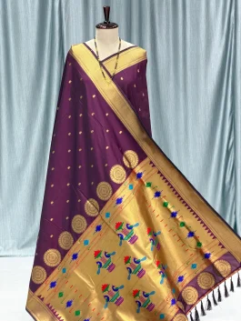 Self 14 Peacock Pallu Paithani Brown K12