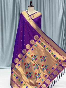 Self 14 Peacock Pallu Paithani Wine K12
