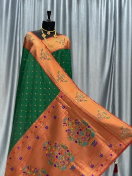 Sejal Sirosky Work Paithani Green T12