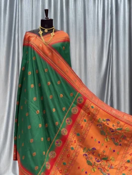 Sejal Sirosky Work Paithani Bottle Green T12