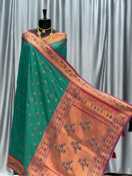 Sejal Sirosky Work Paithani Sea Green T12