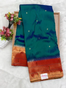Pure Silk Triple Muniya Rama Green Paithani N10