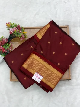 Pure Silk Kalanjali Chocolate Maroon Paithani H01
