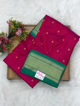 Pure Silk Kalanjali Red Pink Paithani H01
