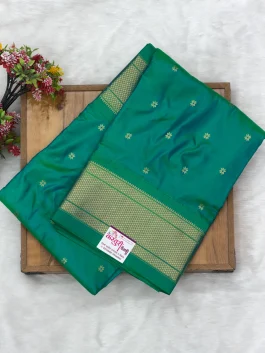 Pure Silk Kalanjali Rama Green Paithani H01