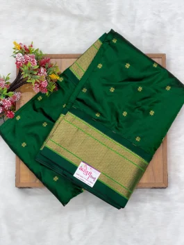 Pure Silk Kalanjali Bottle Green Paithani H01