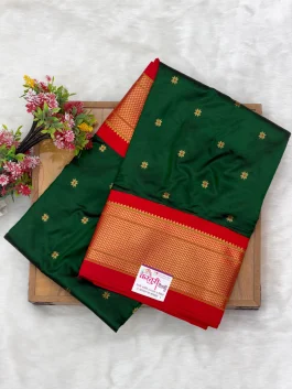 Pure Silk Kalanjali Bottle Green Paithani H01