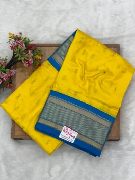 Pure Silk Kalanjali Lemon Yellow Paithani H01