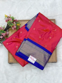 Pure Silk Kalanjali Onion Pink Paithani H01