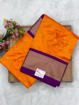 Pure Silk Kalanjali Fanta Orenge Paithani H01