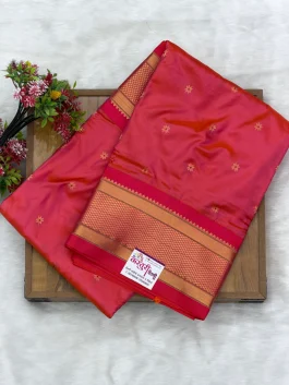 Pure Silk Kalanjali Dhupchav Pink Paithani H01