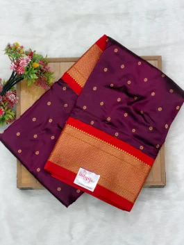 Pure Silk Kalanjali Wine Paithani H01