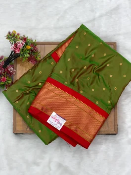 Pure Silk Kalanjali Mehendi Green Paithani H01