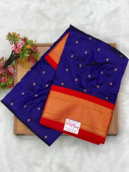 Pure Silk Kalanjali Jambhala / Indigo Paithani H01