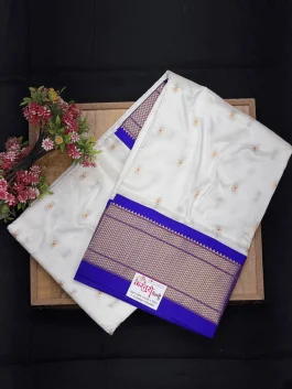 Pure Silk Kalanjali White Paithani H01