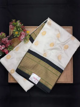 Pure Silk Kalanjali Half White Paithani H01
