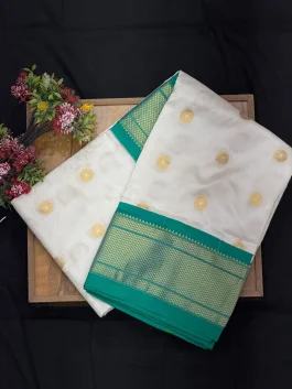 Pure Silk Kalanjali Half White Paithani H01
