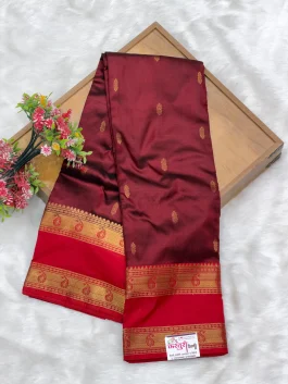 Pure Silk Kanjivaram Maroon Paithani T11