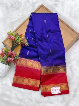 Pure Silk Kanjivaram Royal Blue Paithani T11