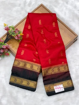 Pure Silk Kanjivaram Kunku Red Paithani T11