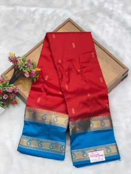Pure Silk Kanjivaram Kunku Red Paithani T11