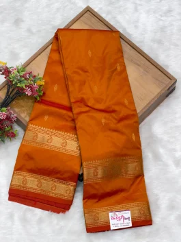 Pure Silk Kanjivaram Rust Orange Paithani T11