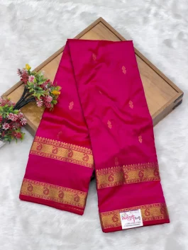 Pure Silk Kanjivaram Rani Pink Paithani T11