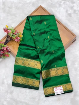 Pure Silk Kanjivaram Bottle Green Paithani T11