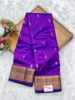 Pure Silk Kanjivaram Brinjal Purple Paithani T11