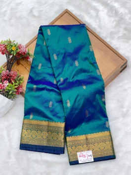 Pure Silk Kanjivaram Sea Green Paithani T11