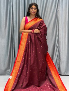 Soft Silk 14 Peacock Pallu Paithani Maroon F12
