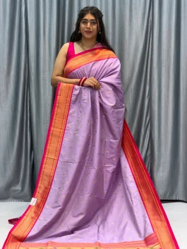 Soft Silk 14 Peacock Pallu Paithani Levender F12