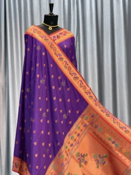 Sejal Diamond Work Paithani Brinjal T12
