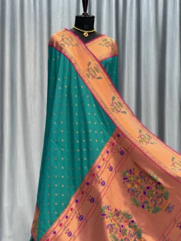 Sejal Diamond Work Paithani Rama Green T12