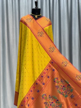Sejal Diamond Work Paithani Haldi Yellow T12