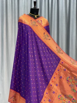 Sejal Diamond Work Paithani Brinjal T12