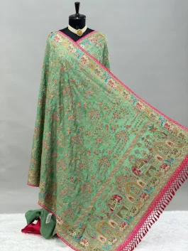 Rajwadi Fancy Saree Pista Green D13