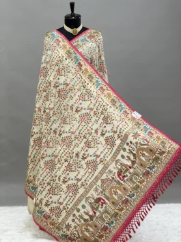 Rajwadi Fancy Saree White D13