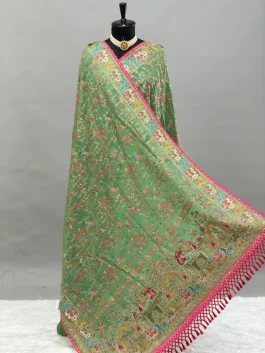 Rajwadi Fancy Saree Sage Green D13