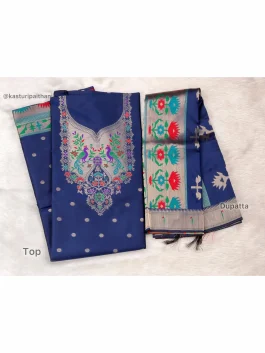 Paithani Dress Material Royal Blue Q10