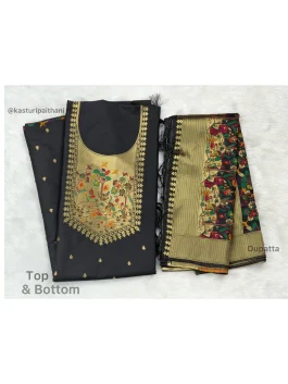 Paithani Dress Material Black Q10