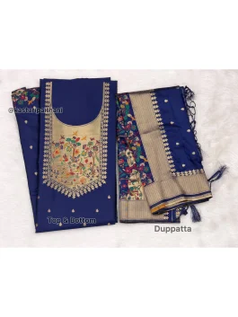 Paithani Dress Material Neavy Blue Q10