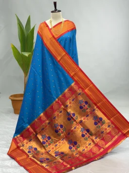 Soft Silk Kalanjali Paithani Chintamani Blue Y10