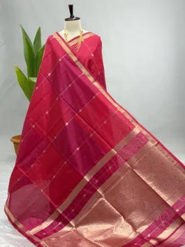 Maheshwari Kora Silk Rani Pink G13