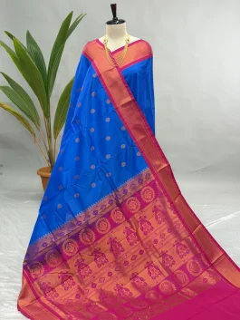 Semi Silk Kadiyal Paithani Chintamani A01