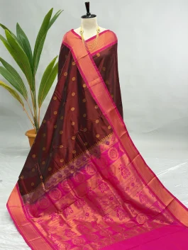 Semi Silk Kadiyal Paithani Maroon A01