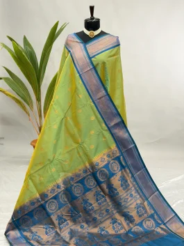 Semi Silk Kadiyal Paithani Pista A01
